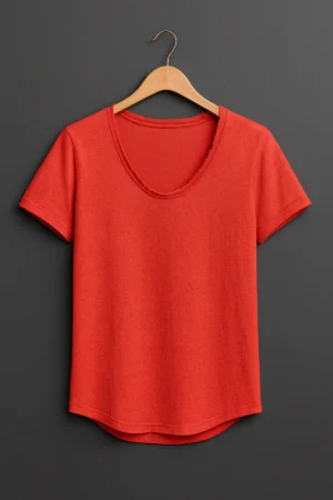 Nar Çiçeği Erkek Özel Üretim Dar Kesim Geniş Pis Yaka Alt Oval Kesim Slim Tişört T-shirt